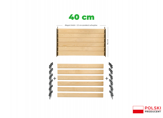 Żaluzje tarasowe DREWNO NIEMALOWANE + uchwyty kolor do wyboru | długość desek 40 cm