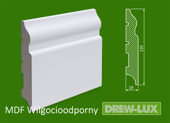 MDF mouldings white painted 120*19 PLUS water resistant