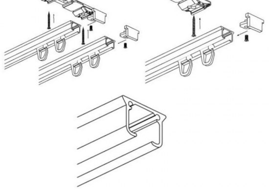 Gray aluminum single rail - set ZS-100