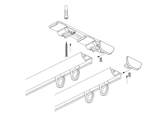 Double white aluminum rail - set ZS2-100 kopia