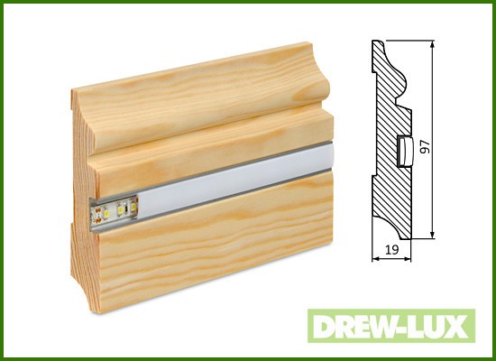 Skirting boards pine 9,7*1,9 LED
