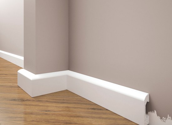 Skirting boards white painted from extruded polystyrene 50*14