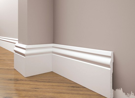 Skirting boards white painted from extruded polystyrene 94*12