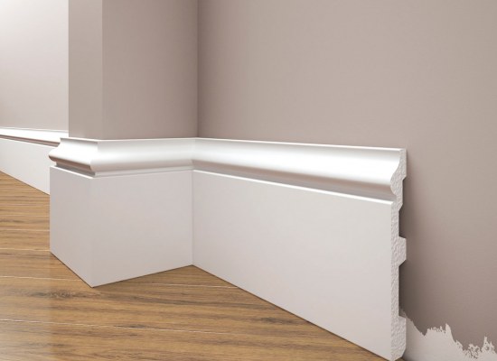 Skirting boards white painted from extruded polystyrene 120*15