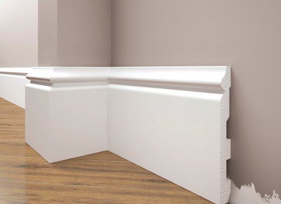 Skirting boards white painted from extruded polystyrene 138*16