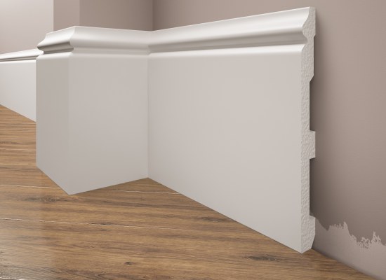 Skirting boards white painted from extruded polystyrene 175*16