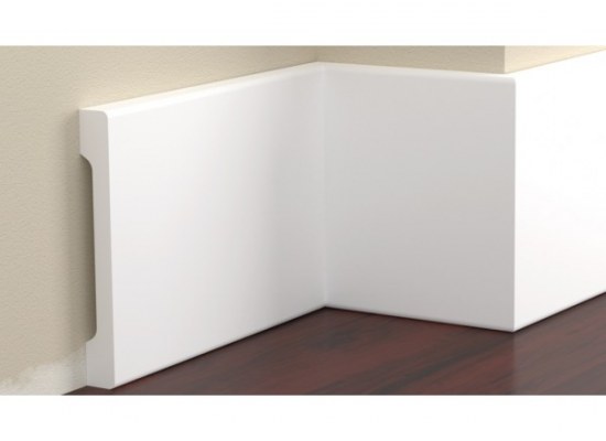 Skirting boards white painted from extruded polystyrene 95*12