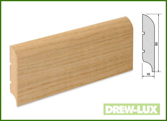 Mdf Skirting Board Veneered With Oak Veneer Lacquered 80 16 R20 Plus Moisture Resistant 3169